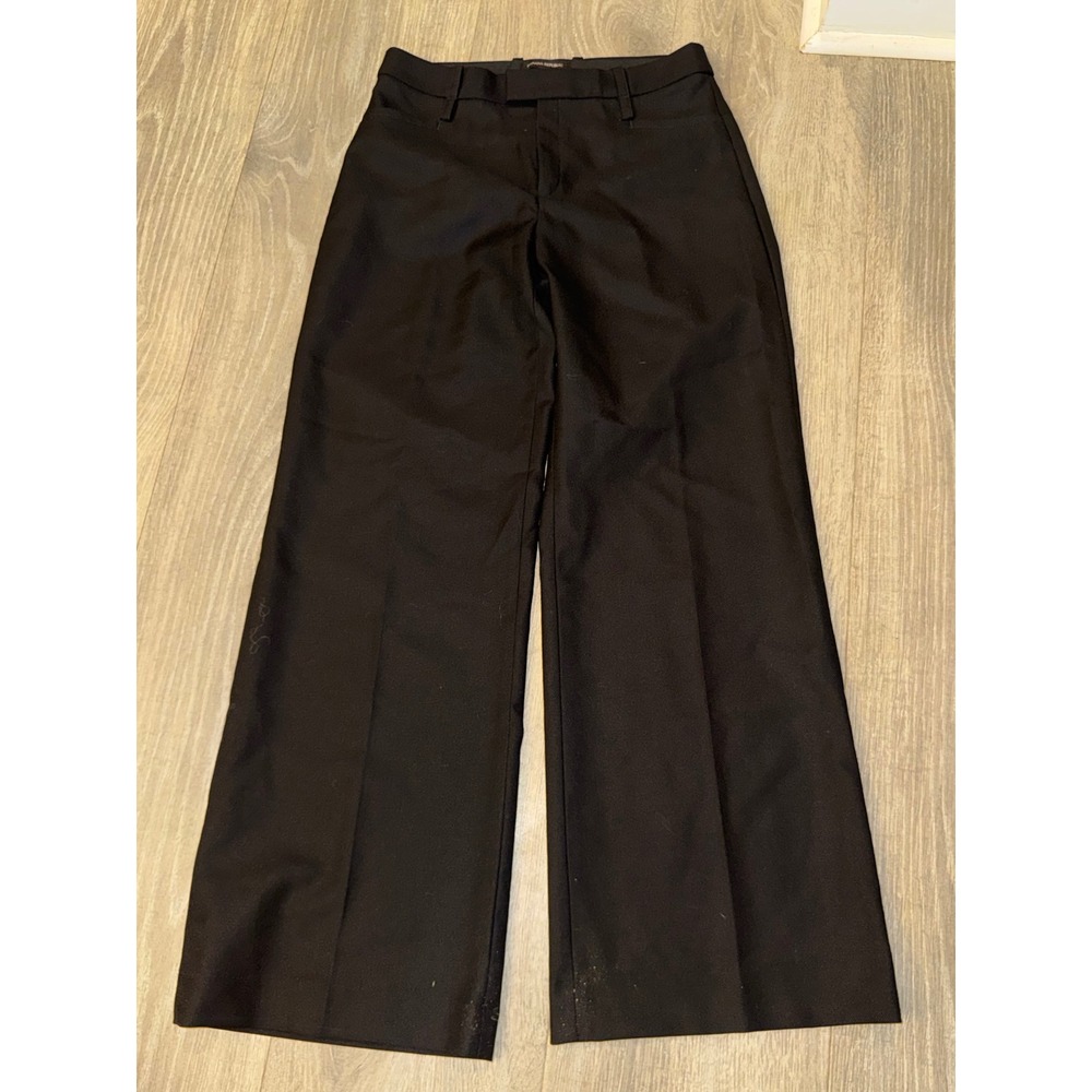 Banana Republic Women 6 Black 100% Wool Wide Leg Trousers Dress Pants NWT